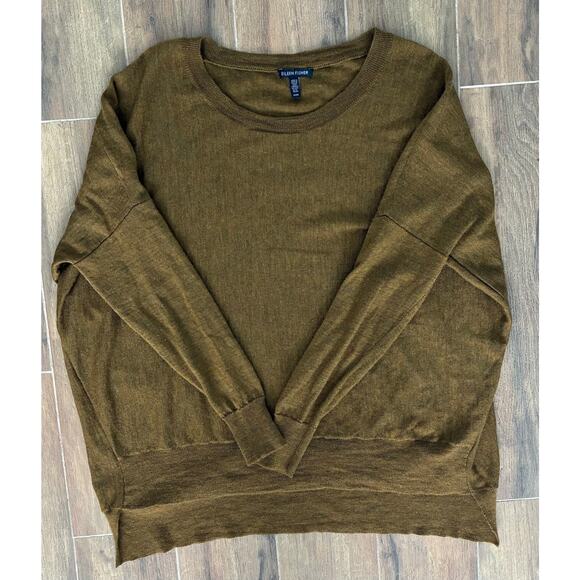 EILEEN FISHER 100% Merino Wool Sweater Green Medium - Picture 1 of 6